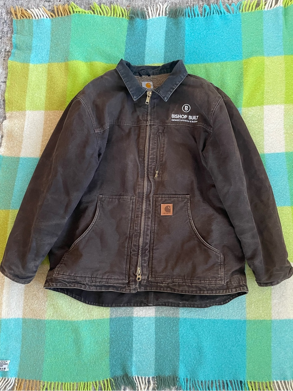 Carhartt C61 Sherpa Lined Sandstone Brown Ridge Work Double Zip Coat Men’s